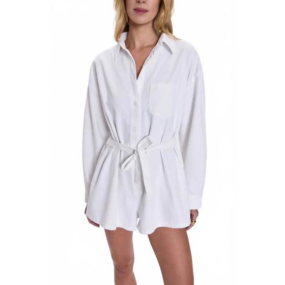 NEW PISTOLA vance long sleeve romper in vivid white